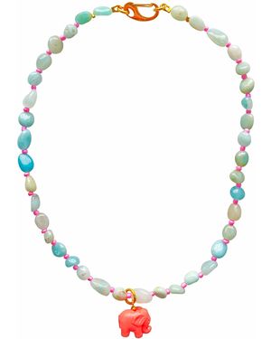 Smilla Brav Aventurine Elephant Necklace Simson - Metallic