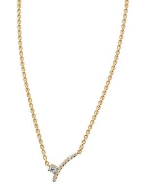 Aya Fine Jewelry Round Cut Minimalist Curved Lab Diamond Necklace - Metallic