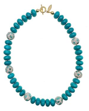 Farra With Rhinestones Bordered Short Necklace - Blue