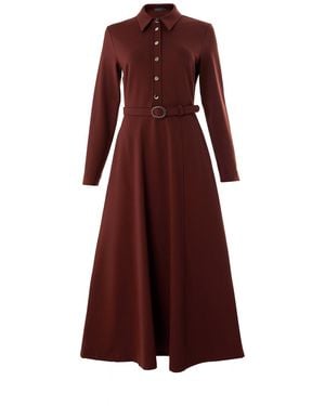 Exquise Regular Shirt Collar Long Sleeve Knit Georgina K. Dress With Pockets - Purple
