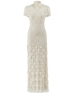 Nocturne High-Neck Lace Maxi Dress - White