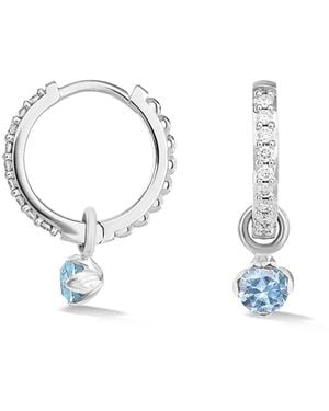 Dower & Hall Solid Diamond Hoops & Aquamarine Lotus Drops - Metallic