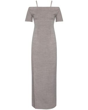 Ayana Designs Primitive Off-Shoulder Column Dress - Grey
