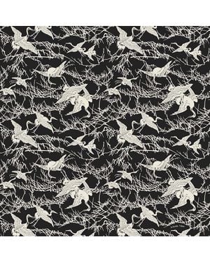 Artemis Muse Neutrals Vintage Japanese Cranes Ivory & Cotton Scarf - Black