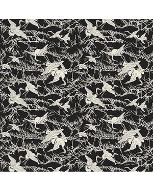 Artemis Muse Neutrals Vintage Japanese Cranes Ivory & Cotton Scarf - Black
