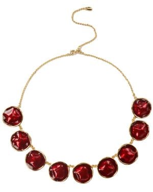 Retro Chic Enamel Ripple Necklace - Red
