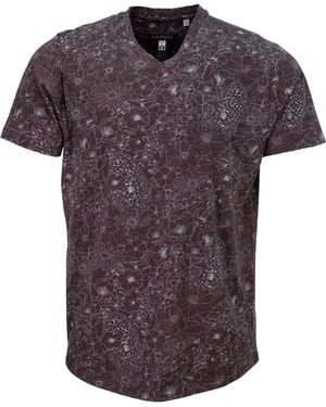 lords of harlech Maze Outline Floral V-Neck Tee - Purple