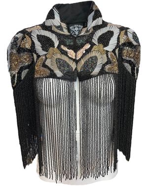 Any Old Iron Metallic Beaded Mega Fringe Shrug - Black