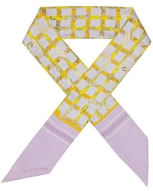 Ana Maison Floral Weave Silk Twilly Scarf - Metallic