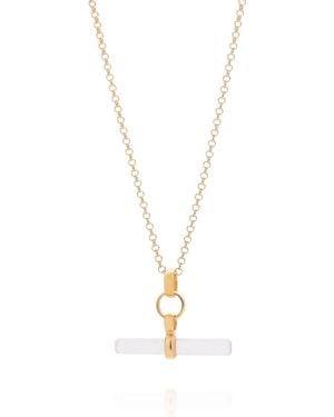 Nellou Jewellery Neutrals Quartz Crystal T Bar Necklace Plated Sterling - Metallic