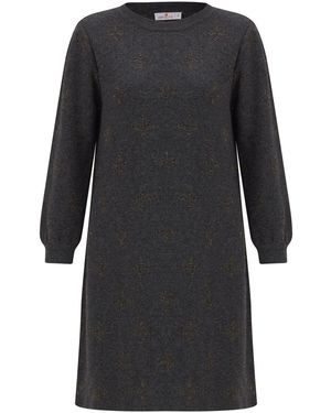 Peraluna Lucia Subtle Lurex Jacquard Pattern Knit Dress - Black