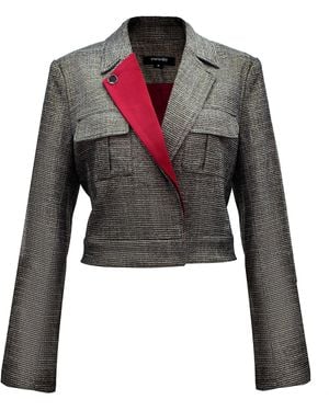 Smart and Joy Crop Tailor Safari Jacket And Removable Lapel - Grey