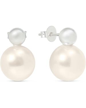Esterah Pearl Double Stud Earrings - White