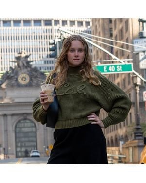 CALLAITE Stella Waffle Pullover - Green