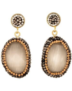 Crystals and Co Cabochon Single Drop Earrings - Metallic