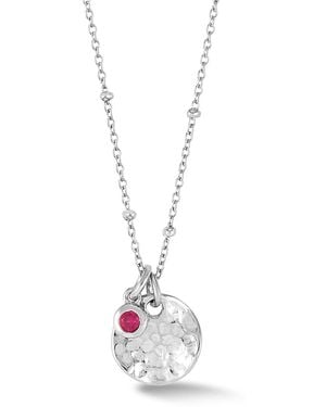 Dower & Hall Hammered Disc & Ruby Array Necklace - Metallic