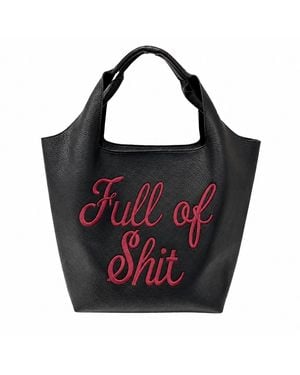 Lilly Loves Full Of Shit Burgundy Bucket Bag - Black