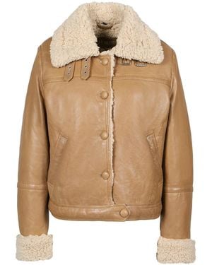 Freaky Nation Neutrals Cosy Bonded Leather Jacket - Natural