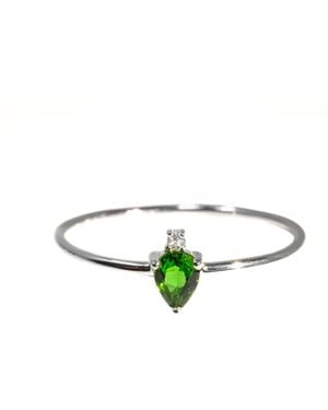 NASI SILVER Pear Atarah Ring- Chrome Diopside & Topaz - Green