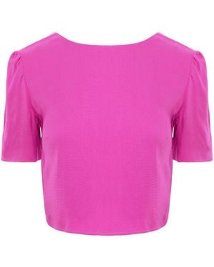 AVENUE No.29 Viscose Cropped Blouse With Back V Cut - Pink