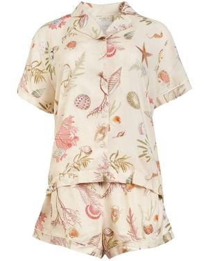 Fable England Neutrals Whispering Sands Lotus Short Pyjamas - Natural