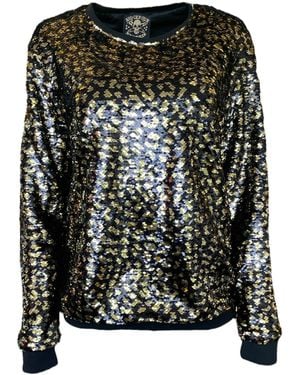 Any Old Iron Golden Leopard Reversible Sequin Sweatshirt - Black