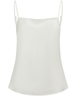 Me Esse Lily Stone-Washed Silk Slim Strap Top - White