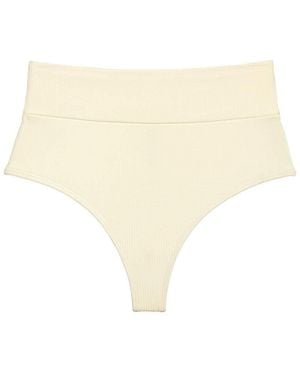 Montce Cream Rib Added Coverage High Rise Bikini Bottom - Natural