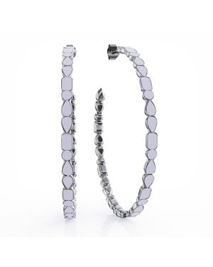 Linda Fiore Adeline Creme Enamel Sterling Hoop - White
