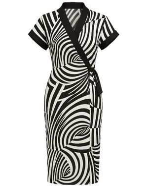 Conquista Zebra Print Crossover Dress - Black