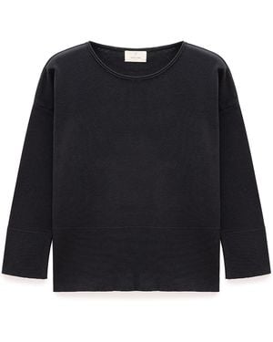 Peraluna Rio Flat Knit Boat-Neck Sweater - Black