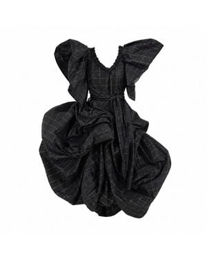 Miro Misljen Avant-Garde Silk Sculptural Dress - Black