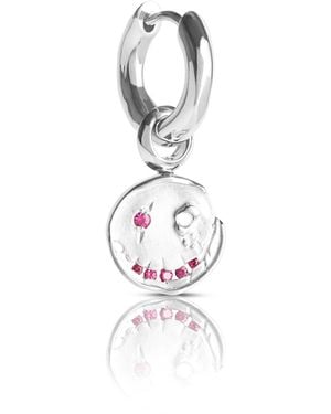 Kasun Smile Hoop Earrings – July – Ruby – - White
