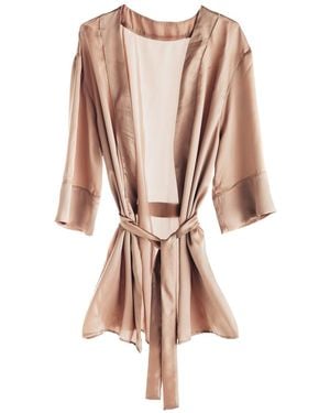MIONÈ Short Silk Robe Champagne - Pink