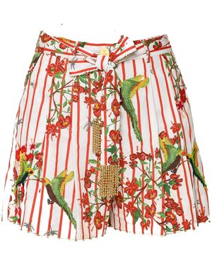 Ashaki The Maya Striped Cotton Short - Red