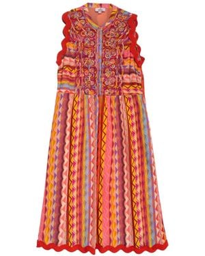 Niza Flowy Striped Trousers With Elasticated Waist - Red