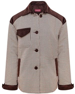 Mandragora Oversized Houndstooth Jacket Retto - Brown