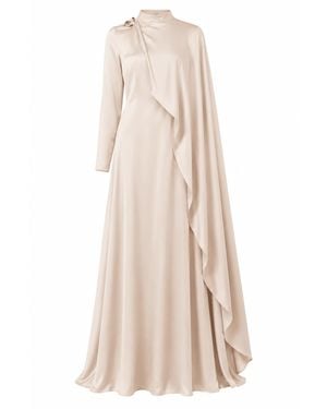 Ashita Fernandes Neutrals Zaria Embellished Overlay Silk Sateen Maxi Dress - Natural