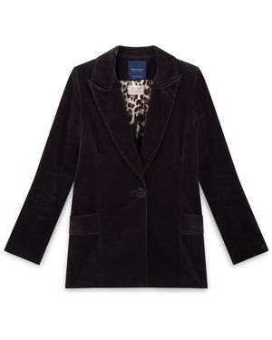 Amanda Thompson Couture Toni Suit Jacket Slate Cotton Velvet - Blue