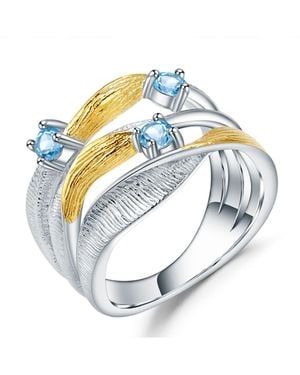 Janus Edinburgh Clatto Topaz Wavy Sterling Ring Band - Metallic