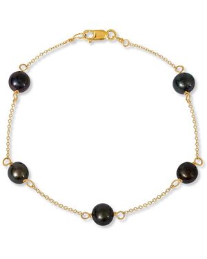 Pearls of the Orient Online Gratia Plated Chain Bracelet With Cultured Freshwater Pearls - Metallic