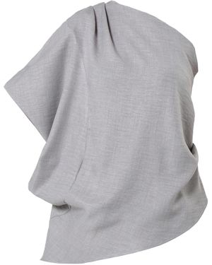 Metamorph Asymmetric Open Shoulder Top - Grey