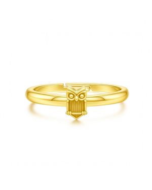 Unaloe Plated Owl Ring – Adjustable Symbolic Nature-Inspired Ring For - Yellow