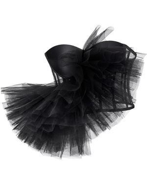LIA ARAM Tulle-Trimmed Corset - Black