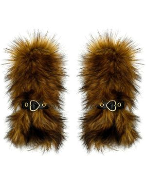 Lara Ari Wildheart Faux Fur Mittens - Brown
