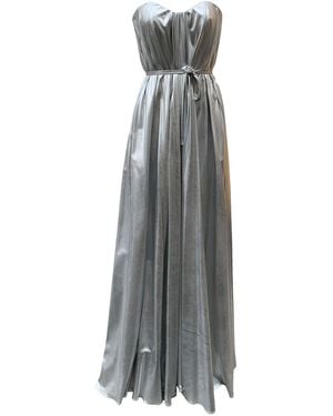 Imaatu Quiet Glam Maxi Gown – Corseted Premium Faux Leather & Hidden Pockets - Grey