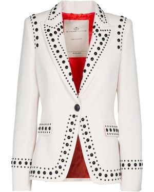 The Extreme Collection Blazer With Bold Stud Accents - White