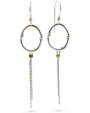 Isla Silver Organic Oval & Tassel Dangle Earrings - White