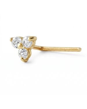 Zahav Jewelry 14K Solid 24G Trinity Cz L-Shape Nose Stud - Metallic