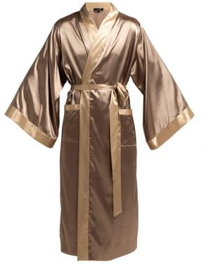 KÂfemme Neutrals Silky Satin Kimono Robe - Brown